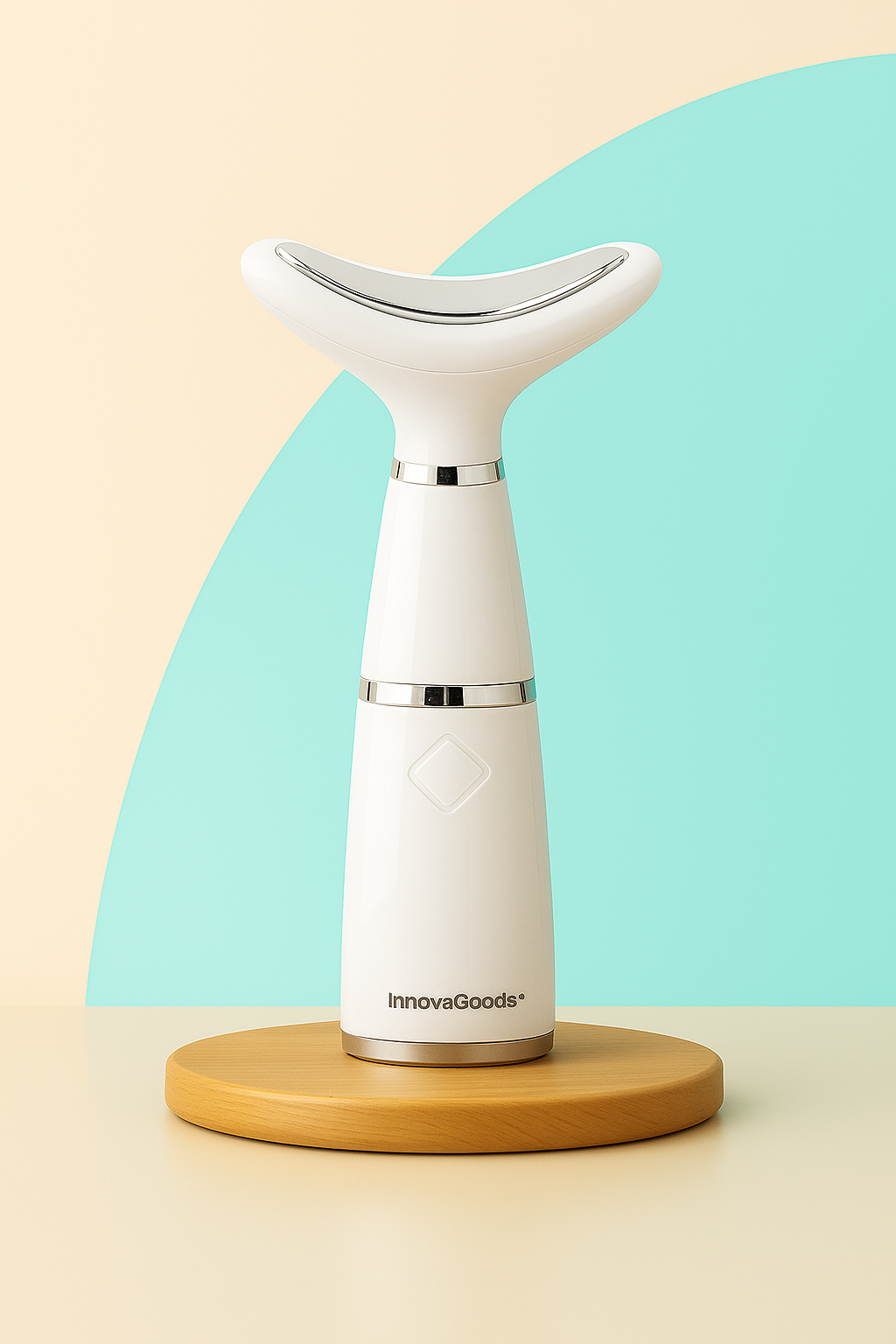 Double chin reducer with phototherapy, thermotherapy and vibration
