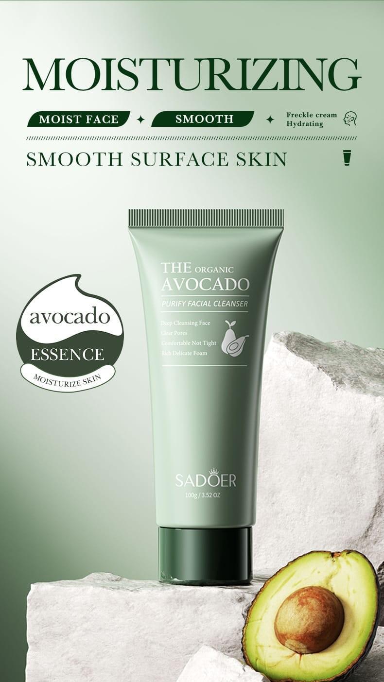 Limpador facial purificante orgânico de abacate