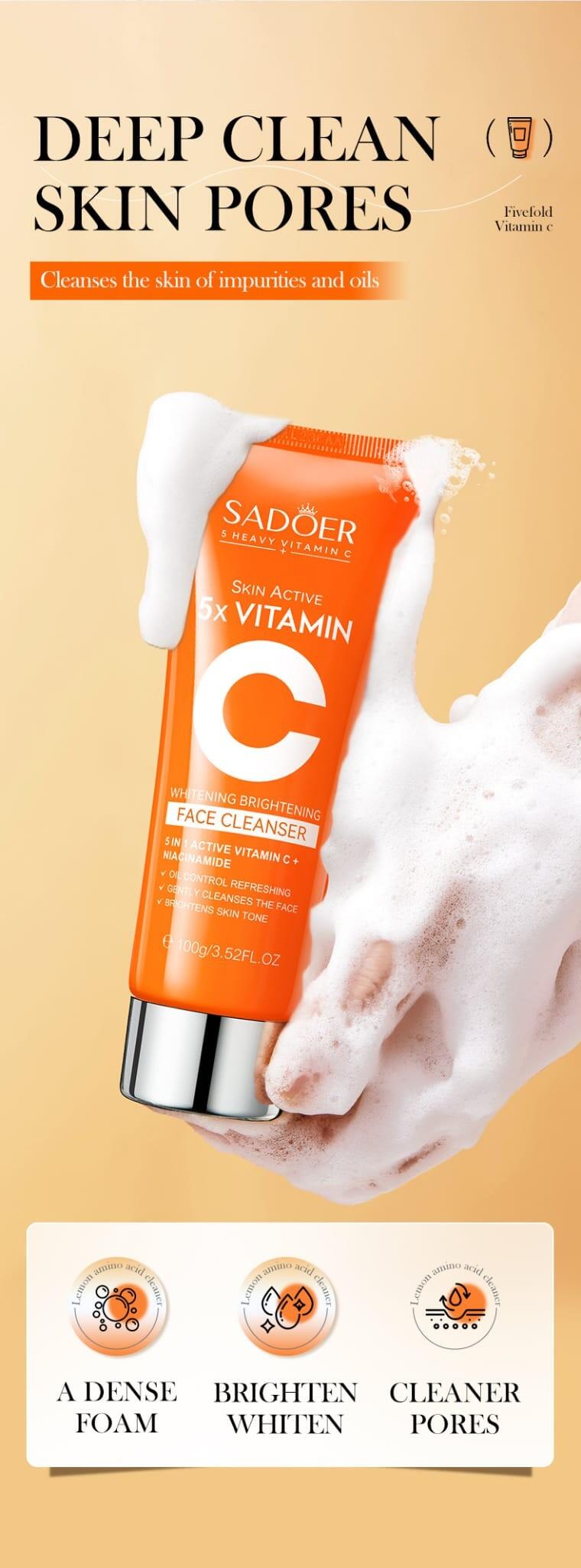 Brightening facial cleanser with 5 forms of vitamin C