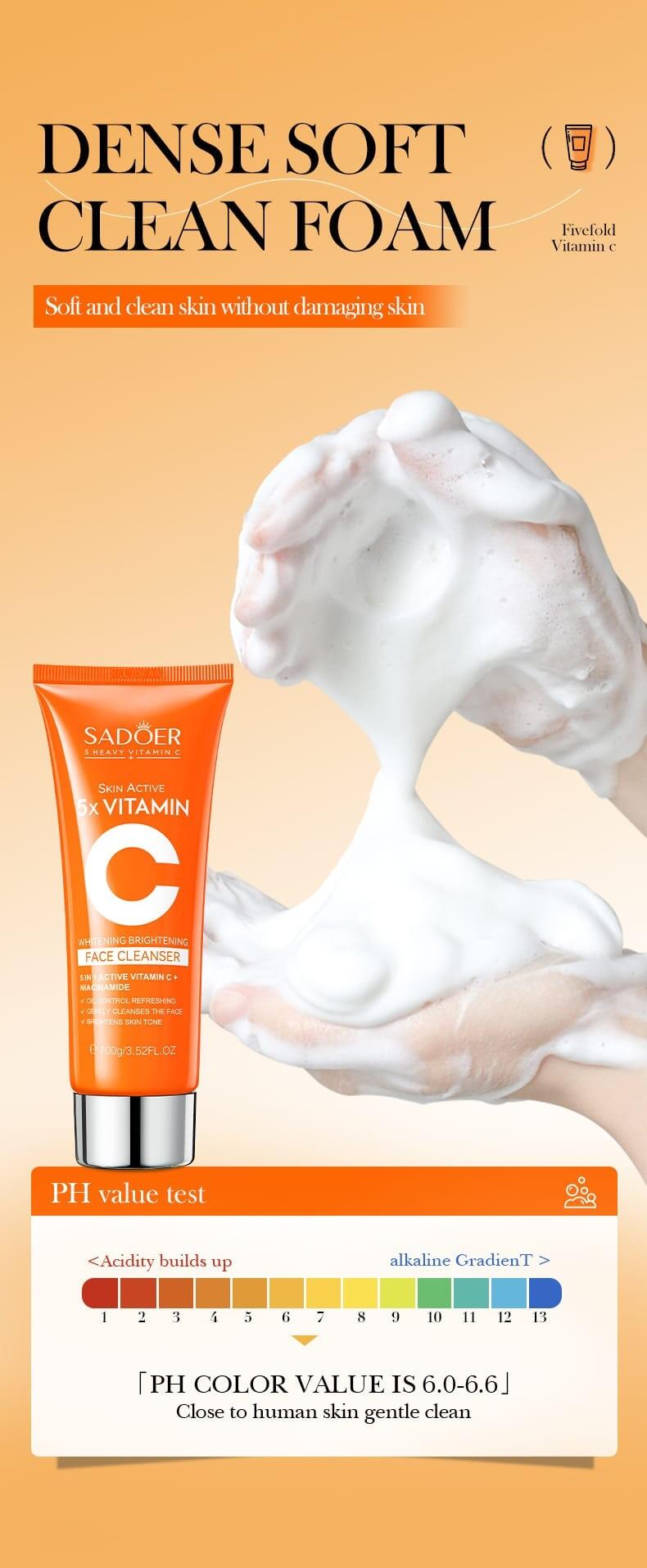 Brightening facial cleanser with 5 forms of vitamin C