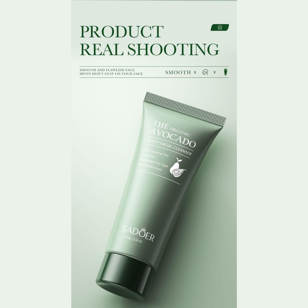 Limpador facial purificante orgânico de abacate